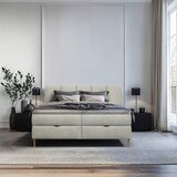 MID.YOU POSTELJA Z VZMETNICO 180 cm x 200 cm , les, tekstil, leseni material bež | Shoptok.si