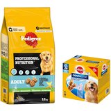 Pedigree Professional Nutrition Adult 12 kg + Dentastix 56 kosov po posebni ceni! - Adult s perutnino in zelenjavo 12 kg + Multi pakiranje Dentastix (56 kosov) za velike pse (>25 kg) Cene
