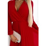 Numoco pleated dress with long sleeves and neckline | ePonuda.com