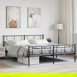 Maison Chic Kovinski Posteljni okvir - Dvoposteljna postelja - Zakonska postelja z vzglavjem in vznožjem črn 193x203 cm, (21695920) | Shoptok.si