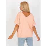 Fashion Hunters Peach-pink loose blouse with a print Cene