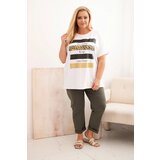 Kesi Włoski Women's Plus Size Cotton Blouse with Gold Glitter Print white | Shoptok.si