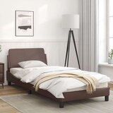  Posteljni okvir z vzglavjem rjav 90x190 cm umetno usnje | Shoptok.si
