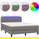  Box spring postelja z vzmetnico LED temno siva 140x190 cm blago, (20789640) | Shoptok.si
