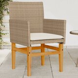 Maison Chic Vrtni stoli - Stol za vrt z blazinami 2 kosa bež poli ratan in trden les JS2109, (21877150) | Shoptok.si