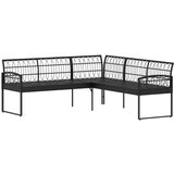  Set vrtnog kauča s jastukom 2 pcs Crna Poli Rattan i čelik - Crna | shoptok.hr