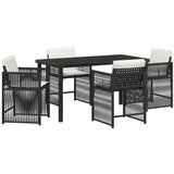 vidaXL 5-dijelni vrtni blagovaonski set s jastučićima crni poli rattan | shoptok.hr
