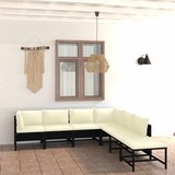  7-dijelna vrtna garnitura od poliratana s jastucima crna | shoptok.hr