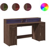 vidaXL Radni stol s LED svjetlima smeđa boja hrasta 160x55x91cm drveni | shoptok.hr