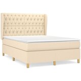  Krevet s oprugama i madracem krem 140x200 cm od tkanine | shoptok.hr