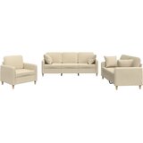  3-dijelni set sofa s jastucima krem od mikrovlakana | shoptok.hr