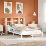 vidaXL Knjižna postelja brez ležišča bela 140x190 cm trdna borovina | Shoptok.si