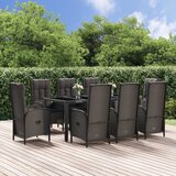 The Living Store Vrtna jedilna garnitura 9-delna z blazinami črno-siv poli ratan - Vrtna Jedilna Garnitura, (21423974) | Shoptok.si