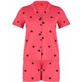 Trendyol Curve Red Heart Pattern Knitted Pajamas Set Cene