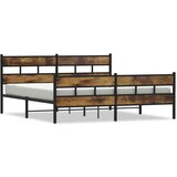 vidaXL Kovinski posteljni okvir brez vzmetnice dimljen hrast 180x200cm | Shoptok.si