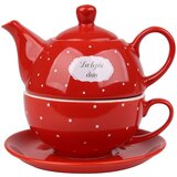 Alpeks Home ALPEKSHOME, PIKICE RDEČ, ČAJNIK S SKODELICO IN PODSTAVKOM, 1 kos, (22153087) | Shoptok.si