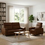  Set sofe 2 pcs Smeđa Umetnička suknja koža - Smeđa Jednostruka + Dvostruka (140 cm) | shoptok.hr