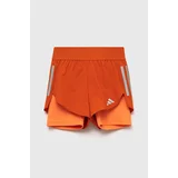 Adidas Dječje kratke hlače G RUN 2in1 SHO boja: narančasta, s tiskom, podesivi struk
