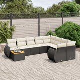  10-dijelni set vrtnih sofa s jastucima crni od poliratana | shoptok.hr