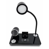 Multifunkcionalna LED stona lampa 248054 sa satom i bežičnim punjačem, Crna