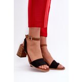PE1 Women's Black Faux Suede Heeled Sandals by Ronvia Cijene