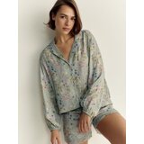 Reserved dvodelni komplet pižame s cvetličnim motivom - modra | Shoptok.si