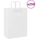 vidaXL Papirnate vrečke 250 kosov z ročaji bela 32x17x44 cm Cene