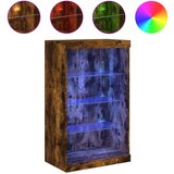 vidaXL Komoda z LED lučkami dimljen hrast 60,5x37x100 cm, (21010634) | Shoptok.si