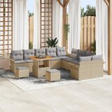 vidaXL 13 delni vrtni sofa set z blazinami bež poli ratan acacia | Shoptok.si