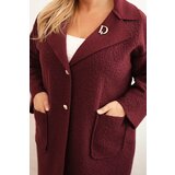 Kesi Włoski Women's Plus Size coat shearling with wool and pockets plum | shoptok.hr