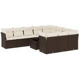  11-dijelni set vrtnih sofa od poliratana s jastucima smeđi | shoptok.hr