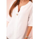 Kesi Włoski Women's muslin shirt with a button white | shoptok.hr
