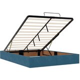 vidaXL Otomanska postelja z vzmetnico&LEDs temno modra 140x190cm žamet | Shoptok.si