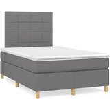 vidaXL Box spring postelja z vzmetnico LED temno siva 120x190 cm blago | Shoptok.si