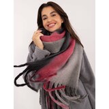 Fashion Hunters Grey and navy blue winter scarf with fringe | Shoptok.si