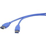 Renkforce USB 3.0 kabelski podaljšek [1x USB 3.0 vtič A - 1x USB 3.0 vtičnica A] 3 m modre barve\, pozlačeni kontakti (20416013) | Shoptok.si