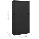 vidaXL Pisarniška omara z drsnimi vrati antracitna 90x40x180 cm jeklo | Shoptok.si