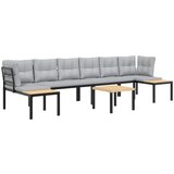  The Living Store Vrtna sedežna z blazinami 5-delna črno prašno lakirano jeklo - Vrtna Sedežna Garnitura, (21459853) | Shoptok.si