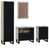 vidaXL Komplet pohištva za kopalnico s predalom s polico 4 pcs Orehova rjava | Shoptok.si