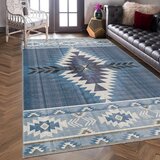 Mila Home modra pralna preproga 120x180 cm ethnic geo – | Shoptok.si