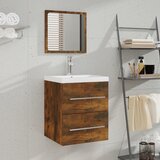 vidaXL Kopalniška omarica z ogledalom dimljen hrast 41x38,5x48 cm | Shoptok.si
