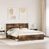  Krevetna konstrukcija s uzglavljem Dimljeni hrast 180 x 200 cm | shoptok.hr