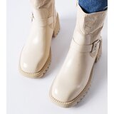 Gemre Beige ankle boots on a chunky heel Castelvetrano | shoptok.hr