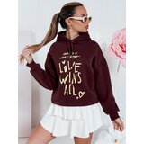 DStreet Bluza damska oversize z kapturem LOVEWILL bordowa Cene