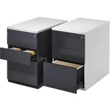 mauser Predalnik, V x G 720 x 800 mm, 2 predala za material, 1 predal za obešalne mape, čista bela / aluminijasto siva / javor | Shoptok.si