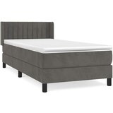 Box spring krevet s madracem tamnosivi 90x200 cm baršunasti | shoptok.hr