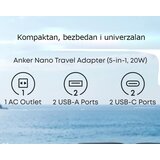 Anker Nano 20W putni zidni punjač 5-portova (2x USB-A, 2x USB-C, utičnica EU na US, UK, AU i EU), crni Cene