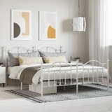 Maison Chic Kovinski Posteljni okvir - Dvoposteljna postelja - Zakonska postelja z vzglavjem in vznožjem bel 183x213 cm, (21696554) | Shoptok.si