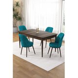 Hanah home trpezarijski set Pir, sto i 4 stolice, ploča u dekoru drveta Baroque, tirkizna tkanina Babyface | Eponuda.com