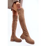 EVENTO Women's Over-the-Knee Flat Heel Boots Beige Silune | ePonuda.com